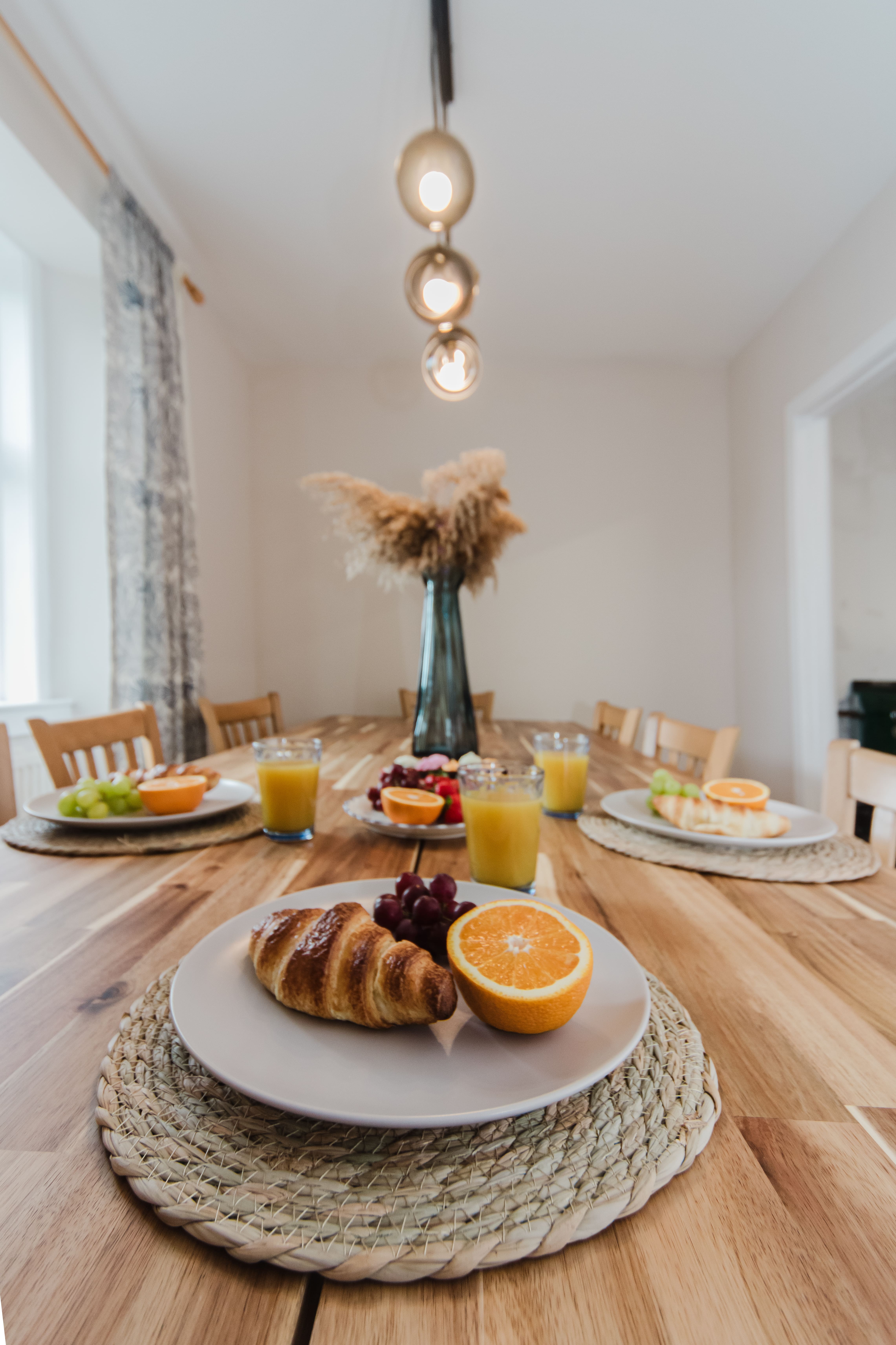 Dining table set for breakfast