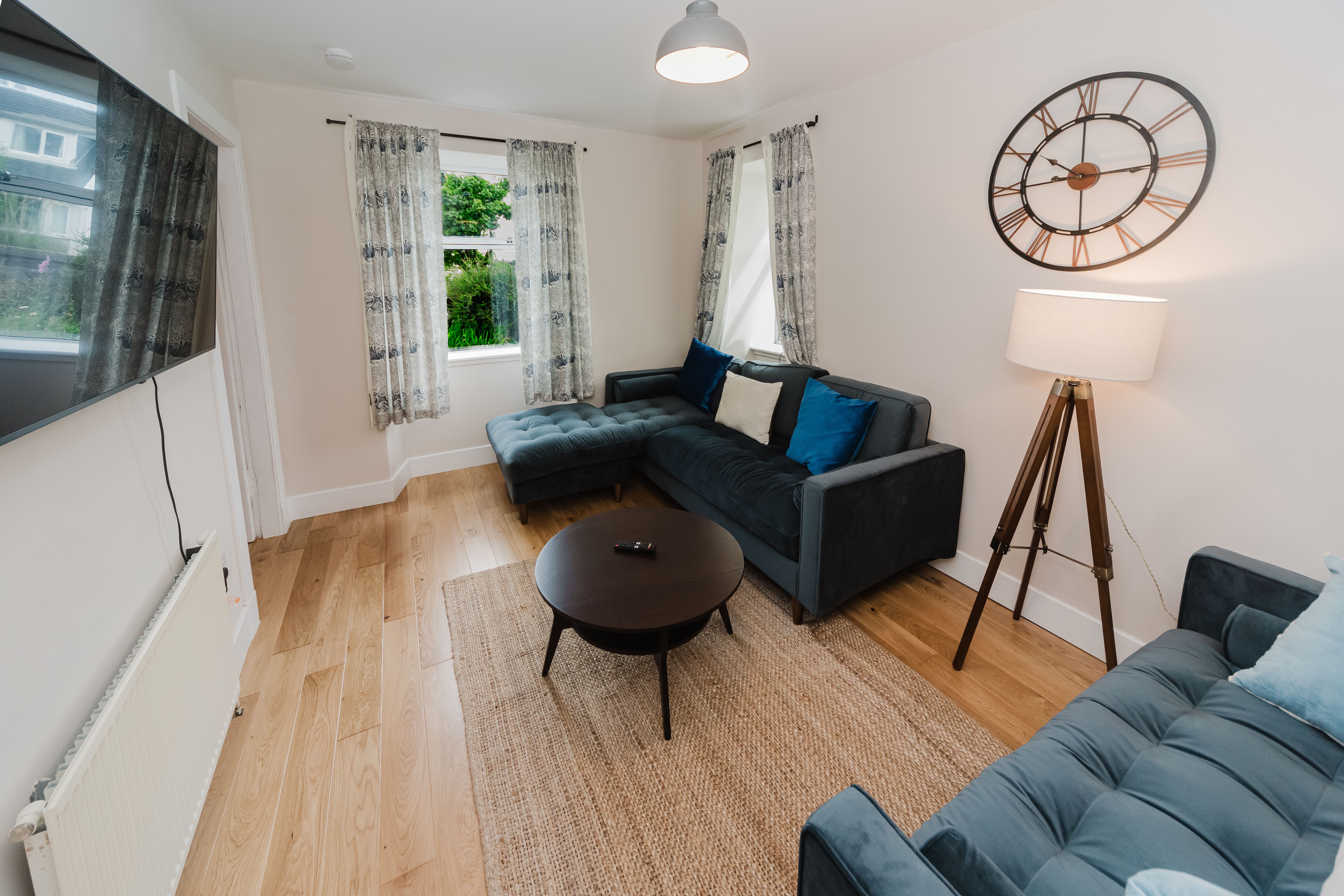 Large living room with sofas